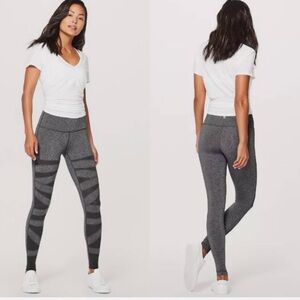 Lulu lemon High-Rise Gray Athletic Leggings with Mesh Detail